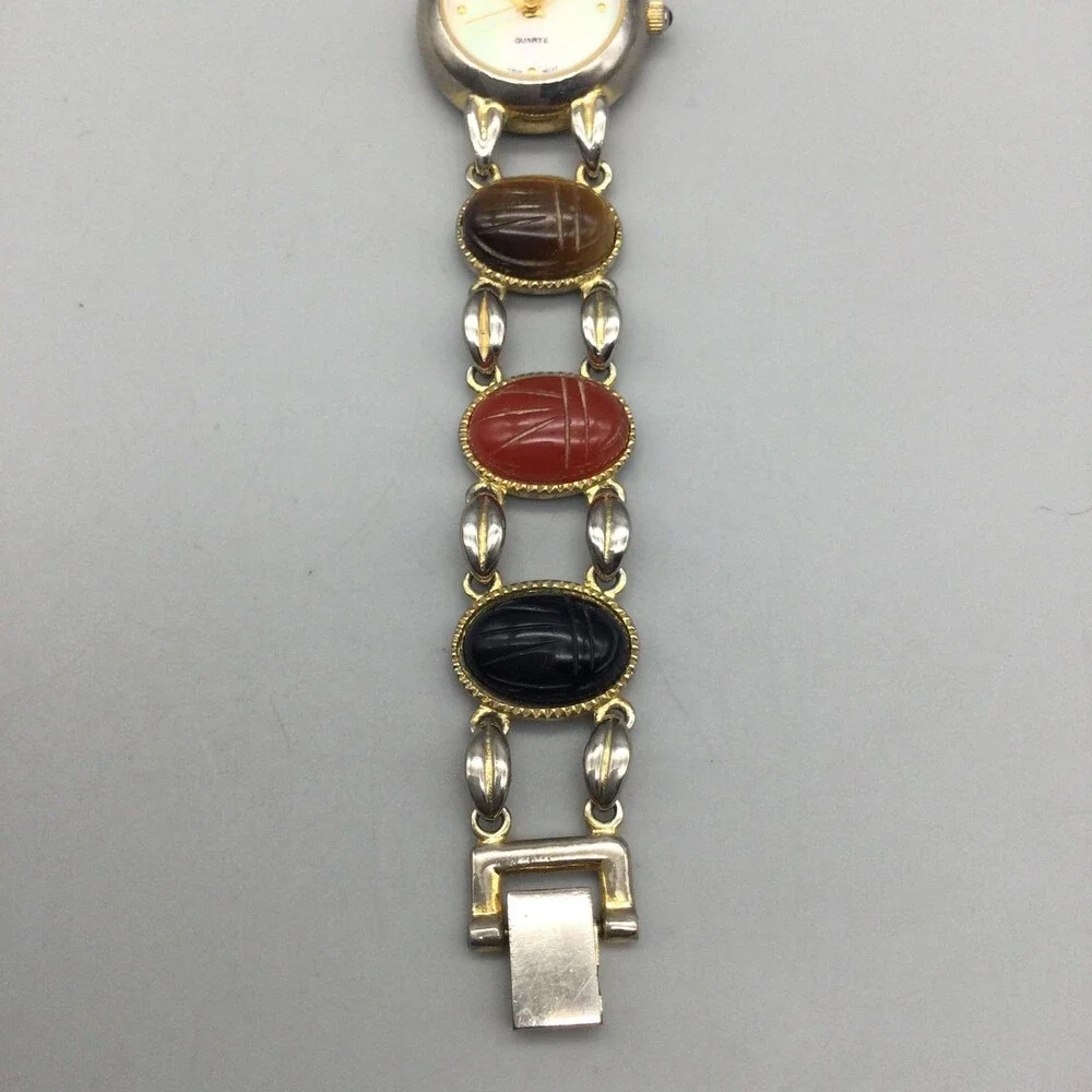 Cardini Womens Watch 21mm MOP Dial Multicolor Scarab Bracelet New Battery 6.75